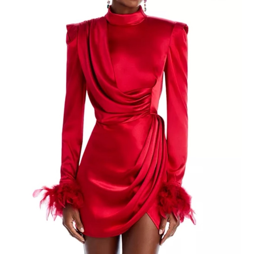 New BRONX AND BANCO Nadine Feather Cuff Mini Dress Size Medium